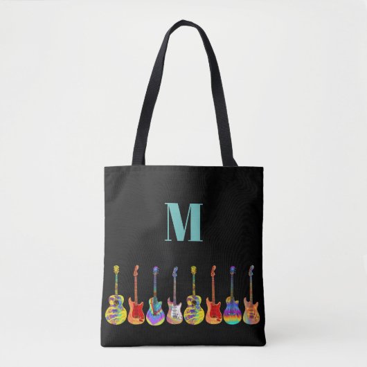 Colorful Guitar Monogram Tote Bag (Voorkant)