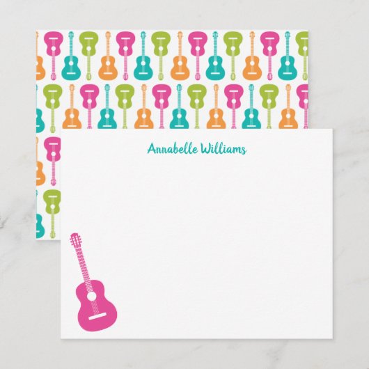 Colorful Guitar Musical Note Card Notitiekaartje (Voorkant / Achterkant)