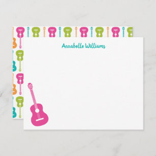 Colorful Guitar Musical Note Card Notitiekaartje