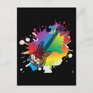 Colorful Guitar Retro Rock en Roll Music Briefkaart