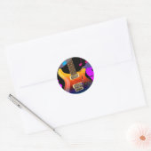 Colorful Guitar - Rock on! Ronde Sticker (Envelop)