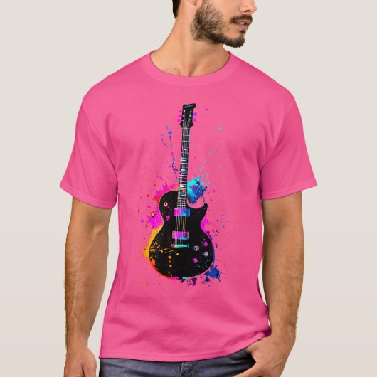 Colorful Guitarist Guitar Music Lover T-shirt (Voorkant)