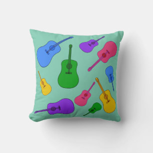 Colorful Guitars Collage Rainbow-kleuren Kussen