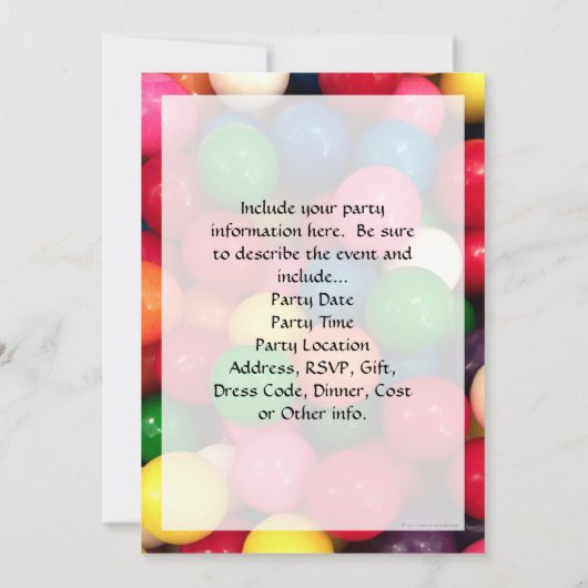 Colorful Gum Ball Snoep Kaart (Achterkant)