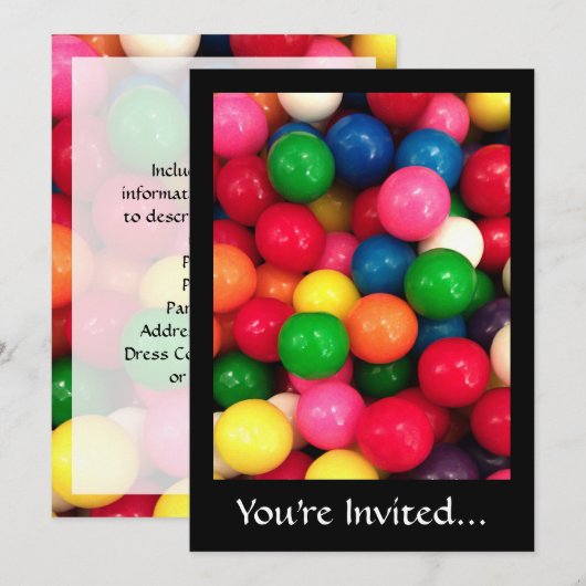 Colorful Gum Ball Snoep Kaart (Voorkant / Achterkant)