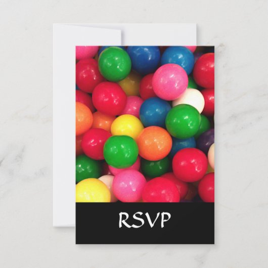 Colorful Gum Ball Snoep RSVP Kaartje (Voorkant)