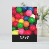 Colorful Gum Ball Snoep RSVP Kaartje (Staand voorkant)