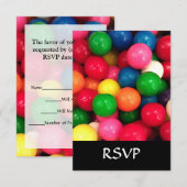 Colorful Gum Ball Snoep RSVP Kaartje (Voorkant / Achterkant)