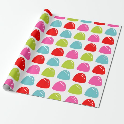 Colorful Gumdrop Pattern – Retro Candy Design Cadeaupapier (Uitgerold)