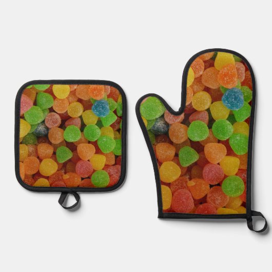 Colorful Gumdrops Candy Ovenwant & Pannenlap Set (Voorkant)