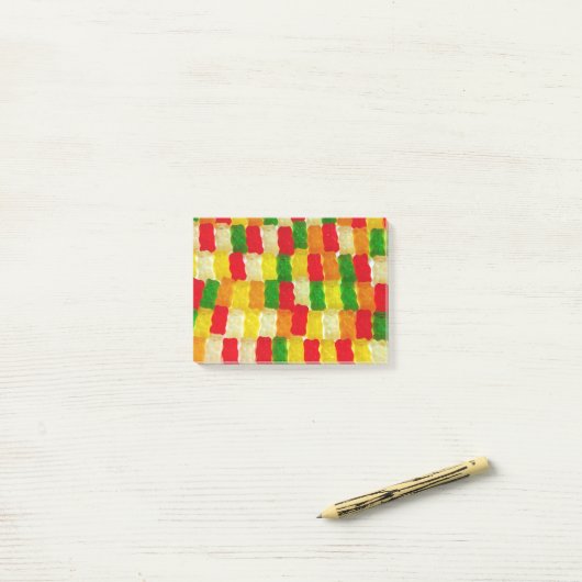Colorful gummi beer snoep post-it® notes (Op bureau)