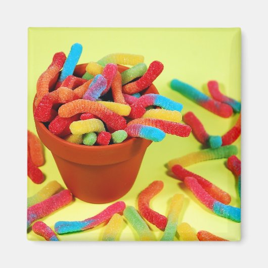 Colorful gummy worm snoep magnet (Voorkant)