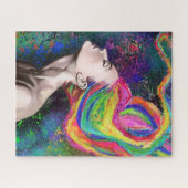 Colorful Hair Woman Puzzle - Kunst schilderen Legpuzzel (Horizontaal)
