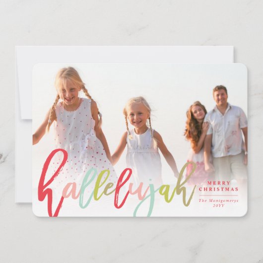 Colorful Hallelujah Religieuze kerstvun Foto Feestdagenkaart (Voorkant)