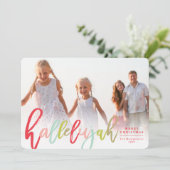 Colorful Hallelujah Religieuze kerstvun Foto Feestdagenkaart (Staand voorkant)