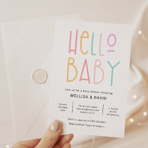 Colorful Hallo Baby shower Invitation Kaart