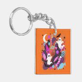 Colorful Halloween Ghosts and Candy Sleutelhanger (Voorkant Links)