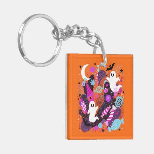 Colorful Halloween Ghosts and Candy Sleutelhanger (Voorkant Links)