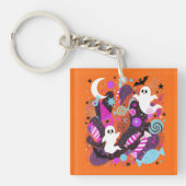 Colorful Halloween Ghosts and Candy Sleutelhanger (Voorkant)