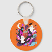 Colorful Halloween Ghosts and Candy Sleutelhanger (Voorkant)