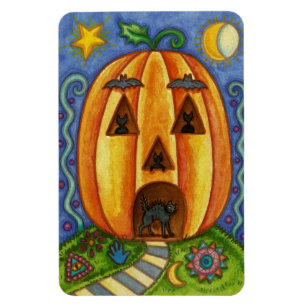 Colorful Halloween Magnet met pompoen en katten Magneet