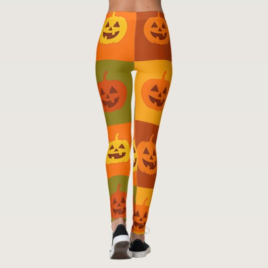 Colorful Halloween Pumpkin Grid Leggings (Achterkant)