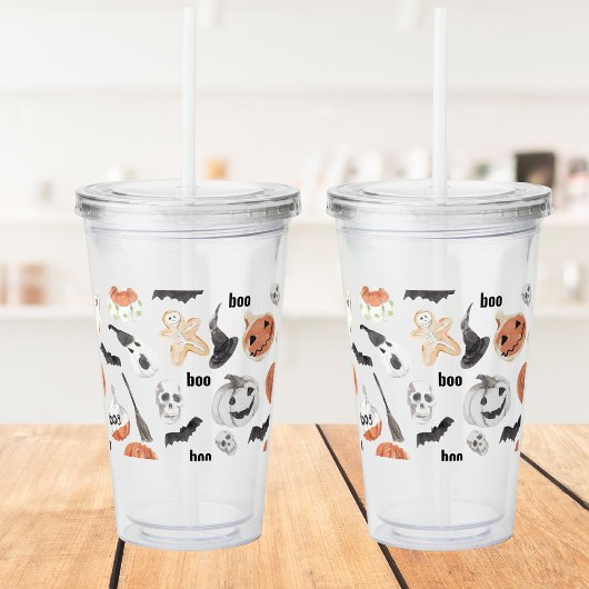 Colorful Halloween Scary Pattern |Happy Halloween Acryl Drinkbeker