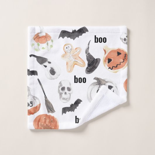 Colorful Halloween Scary Pattern |Happy Halloween Bad Handdoek (Wasdoekje)