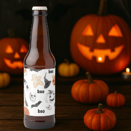 Colorful Halloween Scary Pattern |Happy Halloween Bier Etiket