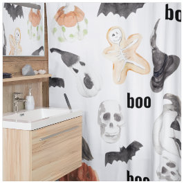 Colorful Halloween Scary Pattern |Happy Halloween Douchegordijn