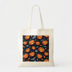 Colorful Halloween Scary Pattern Happy Halloween Tote Bag
