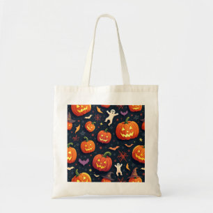 Colorful Halloween Scary Pattern Happy Halloween Tote Bag