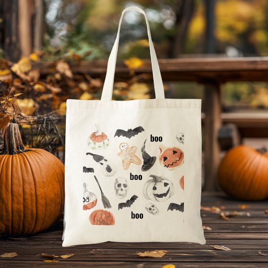 Colorful Halloween Scary Pattern |Happy Halloween Tote Bag