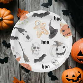 Colorful Halloween Scary Pattern Papieren Bordje