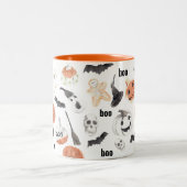 Colorful Halloween Scary Pattern Tweekleurige Koffiemok (Center)