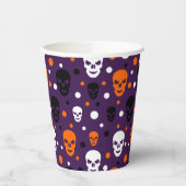 Colorful Halloween Skulls Polka Dots Patroon Papieren Bekers (Links)