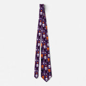 Colorful Halloween Skulls Polka Dots Patroon Stropdas (Achterkant)