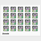 Colorful Halloween Sugar Skulls Vierkante Sticker (Vel)