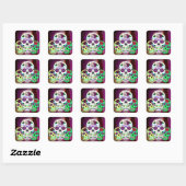 Colorful Halloween Sugar Skulls Vierkante Sticker (Vel)
