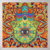 Colorful Hamsa Hand - Hand van Fatima Poster (Voorkant)