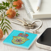 Colorful Hamsa Hand met paisley Sleutelhanger (Voorkant Rechts)