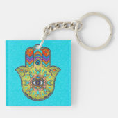 Colorful Hamsa Hand met paisley Sleutelhanger (Achterkant)