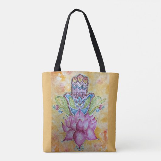 Colorful Hamsa Waterverf Art Tas (Achterkant)