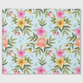 Colorful Hand Draw Flowers Cadeaupapier (Vlak)