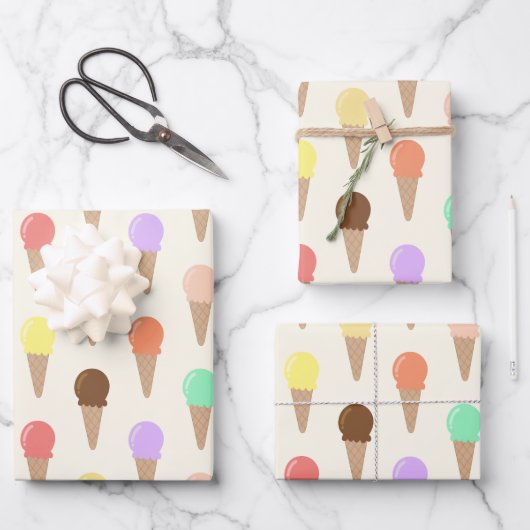 Colorful Hand Drawn Ice Cream Pattern Inpakpapier Vel (Voorkant)