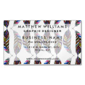 Colorful Hand Drawn Pattern Feathers Visitekaartje Magneet (Voorkant)
