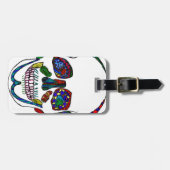 Colorful Hand Drawn Sugar Skull Mosaic Bagagelabel (Voorkant horizontaal)