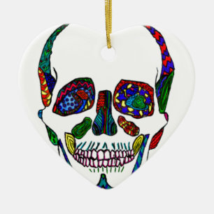 Colorful Hand Drawn Sugar Skull Mosaic Keramisch Ornament