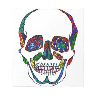 Colorful Hand Drawn Sugar Skull Mosaic Notitieblok