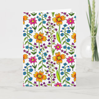 Colorful Hand-Drawn Wildflower Pattern Greeting Kaart